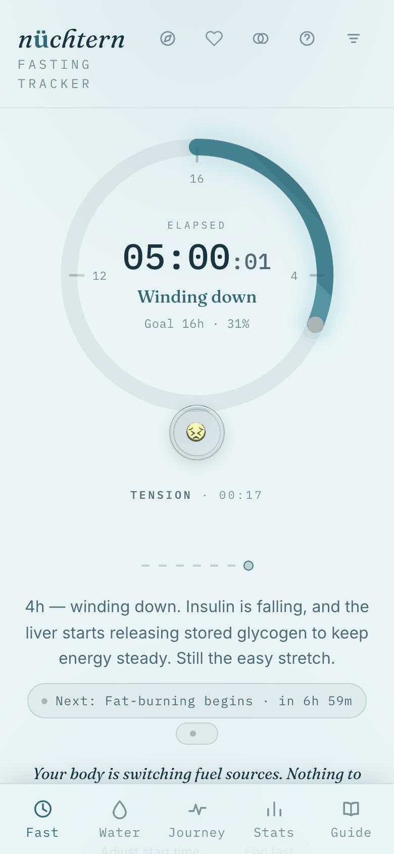 The Fast tab quietly suggests what to do next, hour by hour.