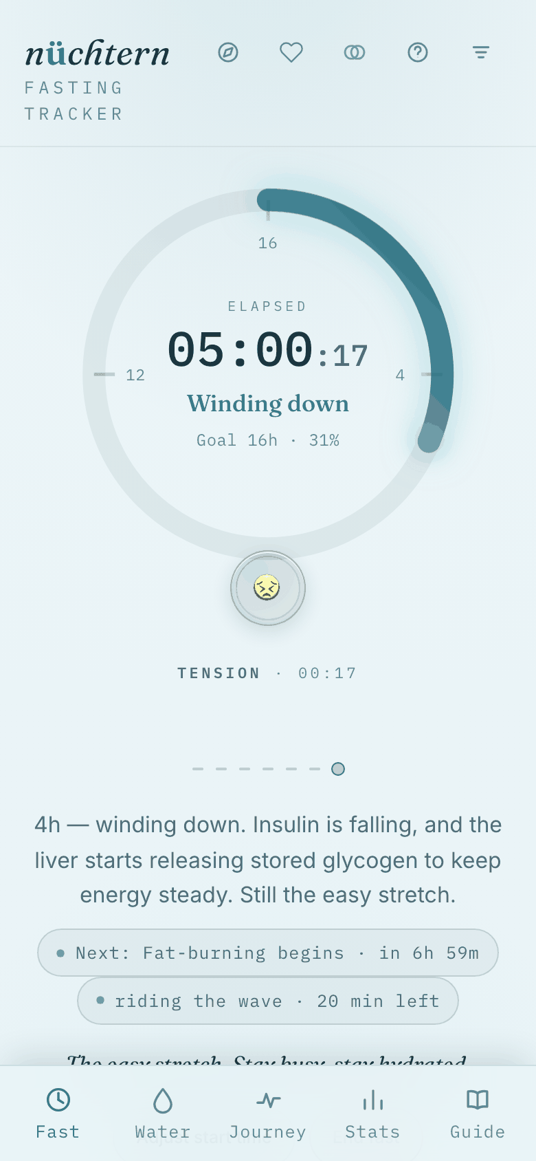 Tap ride the wave — 20 min to breathe through a hunger spike.