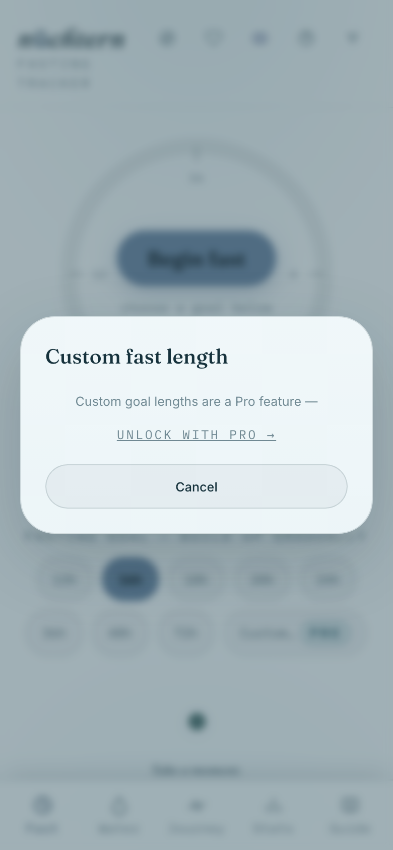 Free accounts see exactly what a custom fast length unlocks.