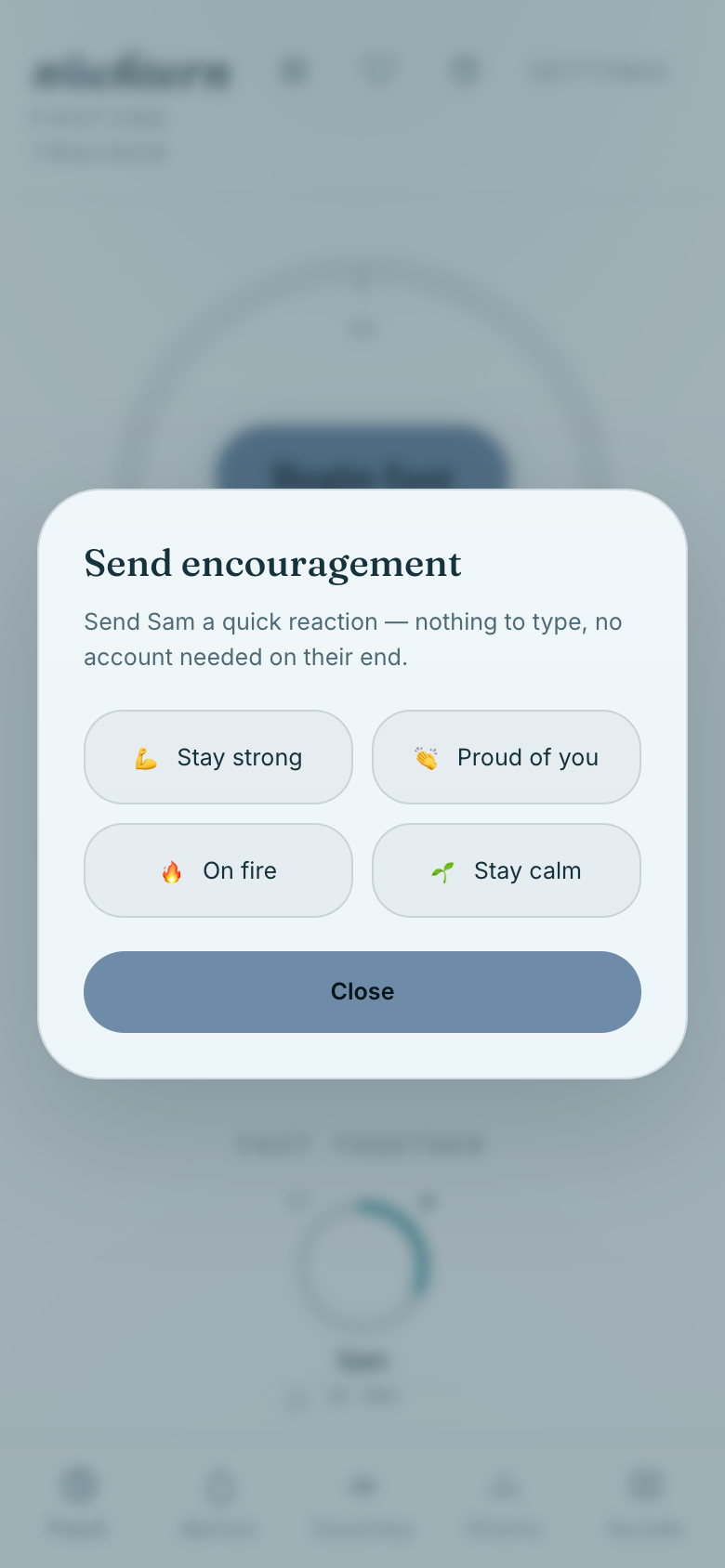 Tap the heart on their card to send a quick, preset reaction — no typing needed.
